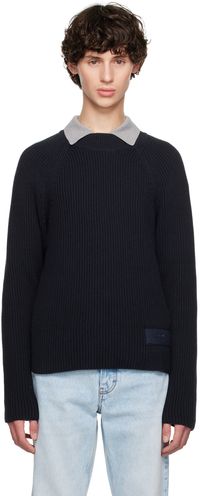 AMI Paris Navy Logo Patch Sweater
