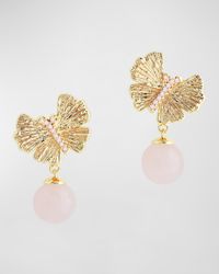 Butterfly with Rose Quartz Drop Earrings