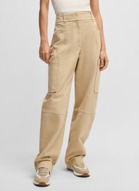 Boss - Pantalon décontracté droit taille haute - Taille 42 - Beige