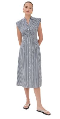 Veronica Beard Haydon Striped Midi Shirtdress Navy/White 4