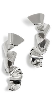 Elsie Frieda Metal Sculpture Ribbon Earrings Silver One Size