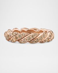 Sculpted Cable Flex Band Ring with Diamonds in 18K Rose Gold, 5mm