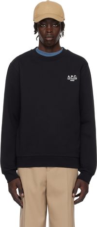 A.P.C. Pull molletonné noir à coupe classique et à logo
