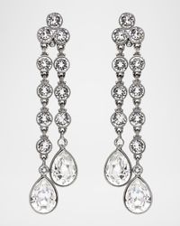 Double Teardrop Crystal Dangle Clip Earrings