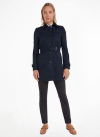 Tommy Hilfiger - Trench-coat droit en coton bio - Taille L - Bleu