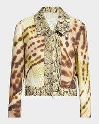 Vurano Studded Multi-Print Zip Jacket