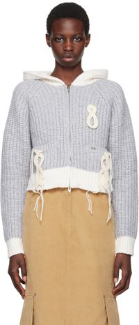 Kijun Gray Crochet Knit Hoodie