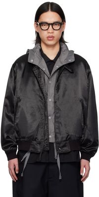 Engineered Garments Black Stand Collar Bomber Jacket