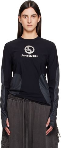 Acne Studios Black Long Sleeve Logo T-shirt