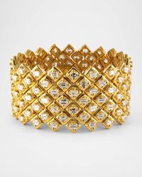 Estate 18K Yellow Gold Emerald-Cut Diamond Wide Bracelet