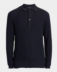 Men's Wool Rib-Knit Polo Sweater