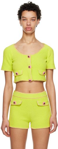 Moschino Green Flap Pocket Cardigan
