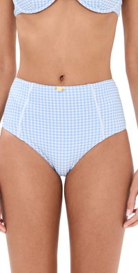 STAUD Wailea Bikini Bottoms Sky Micro Check M