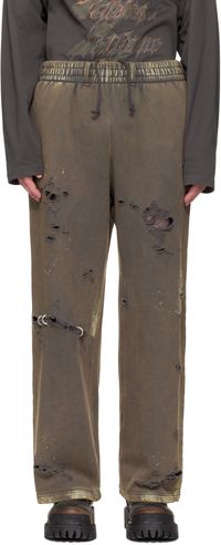 We11done Gray Pierced Sweatpants