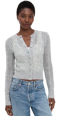 Madewell Pointelle-Stitch Cardigan in Alpaca Blend Navy M