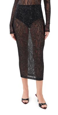 WARDROBE. NYC Lace Tube Skirt Black / Silver S
