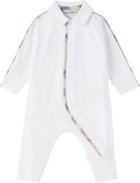Burberry Baby White Stretch Cotton Jumpsuit Set