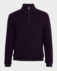 Men's Cashmere Birdseye Quarter-Zip Sweater