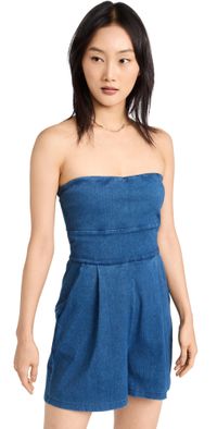 Susana Monaco Stretch Denim Romper Light Denim L
