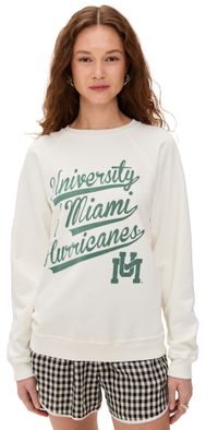 Original Retro Brand University of Miami Hurricanes Crewneck Vintage White S