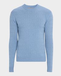 Men's Micro Cable-Knit Cashmere Crewneck Pullover