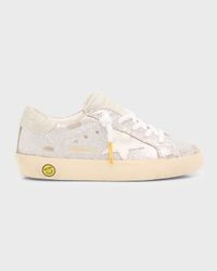 Girl's Superstar Lace Up Micro Crackle Sneakers, Kids