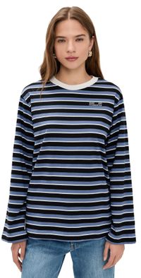 BAUM UND PFERDGARTEN Jeevana Tee Blue Black Stripes XS