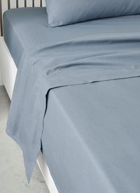 Today Linge De Maison - Drap plat pour lit uni en coton - Taille 240x300 cm - Bleu