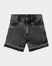 Girl's Jeweled Pocket Denim Shorts, Size 8-14