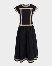 Delphina Ricrac Embellished Sleeveless Midi Dress