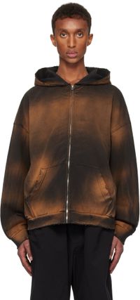 We11done Black Distressed Zip-up Hoodie