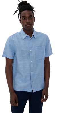 Madewell Easy Shirt In Baird Cotton Linen Micro Stripe M