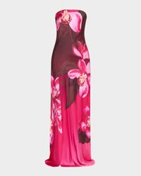 Aiyanna Floral Silk Strapless Dress