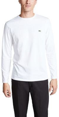 Lacoste Crew Neck Pima Cotton Jersey Long Sleeve T-Shirt White XXL