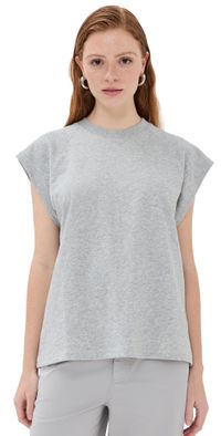 Tibi Lightweight Sweatshirting Sleeveless Easy Top Heather Grey L