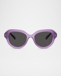 SK6037 Crystal-Hinge Round Plastic Sunglasses