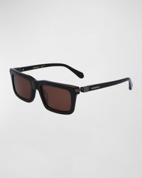 Men's Prisma Modified Acetate Rectangle Sunglasses, 53mm