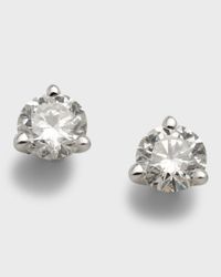 18K White Gold 3-Prong Round Diamond Martini Stud Earrings, 0.75tcw,, 0.180"L / 0.18 W