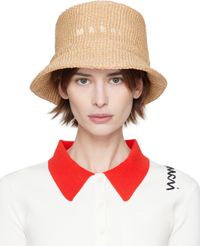 Marni Beige Rafia Bucket Hat