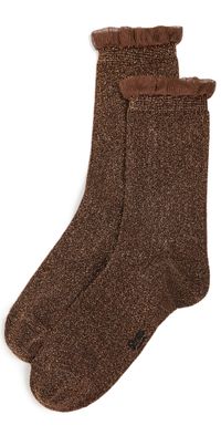 Stems Soft Ruffle Metallic Socks Copper One Size