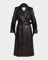 Celina Leather Fringe Trench Coat