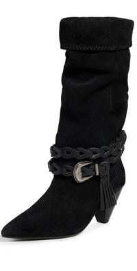 Free People Bridget Belt Slouch Boots Black 6