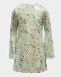 Marta Floral-Print Sequin Dress, Size 4-14