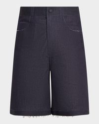 Men's Trompe L'oeil Stretch Denim Bermuda Shorts