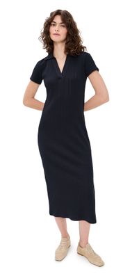 Vince Rib Short Sleeve Polo Dress Coastal XS