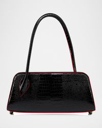 Eloise Croc-Embossed Leather Shoulder Bag