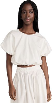 MIKOH Opihi Bubble Sleeve Crop Top Bone 1