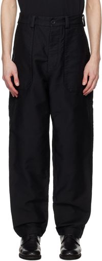 CASEY CASEY Pantalon cargo noir en faille