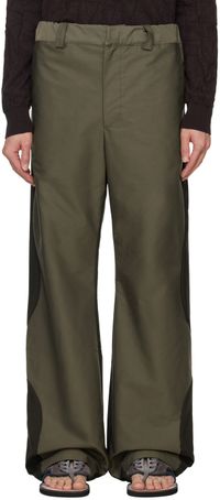 Serapis Pantalon contrasté noir et gris à panneaux
