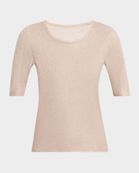 Soft Touch Metallic Ribbed Top